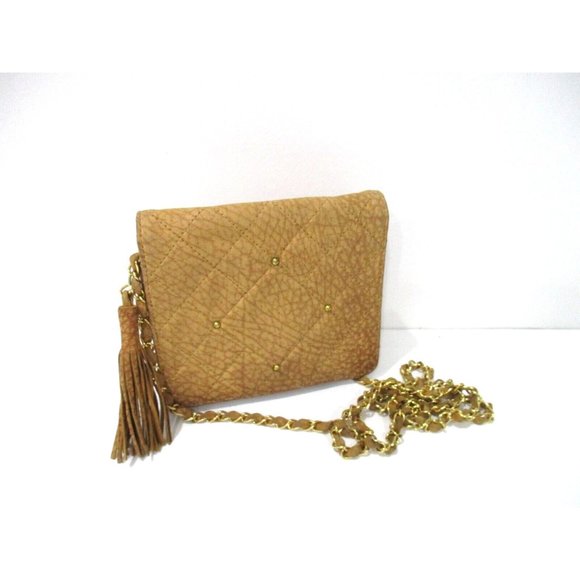 *Boho Fancy Nancy Golden Brown Faux Textured Suede Mini Crossbody Shoulder Bag - Picture 1 of 7